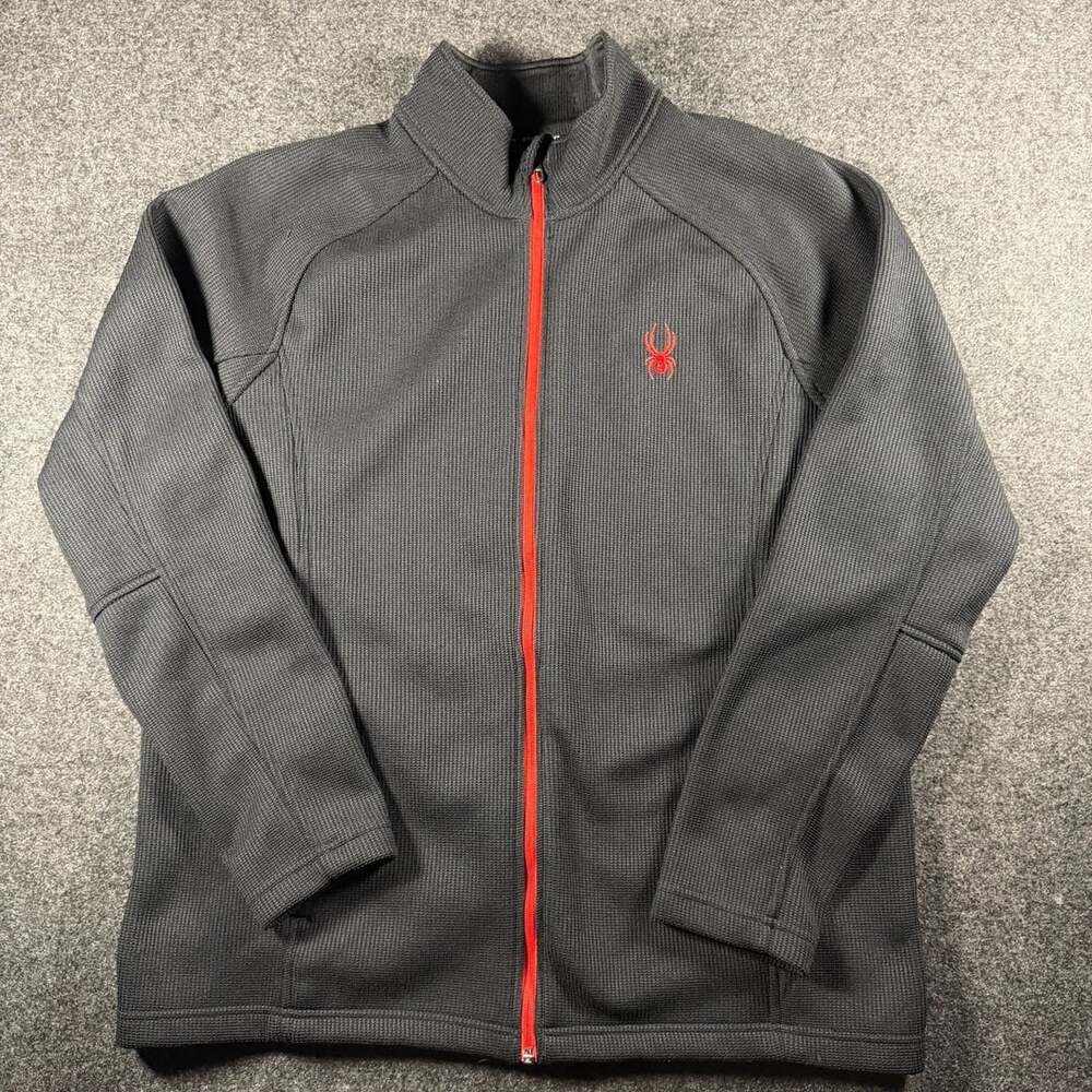 Spyder Fleece Jacket Size L Gray Waffle Full Zip